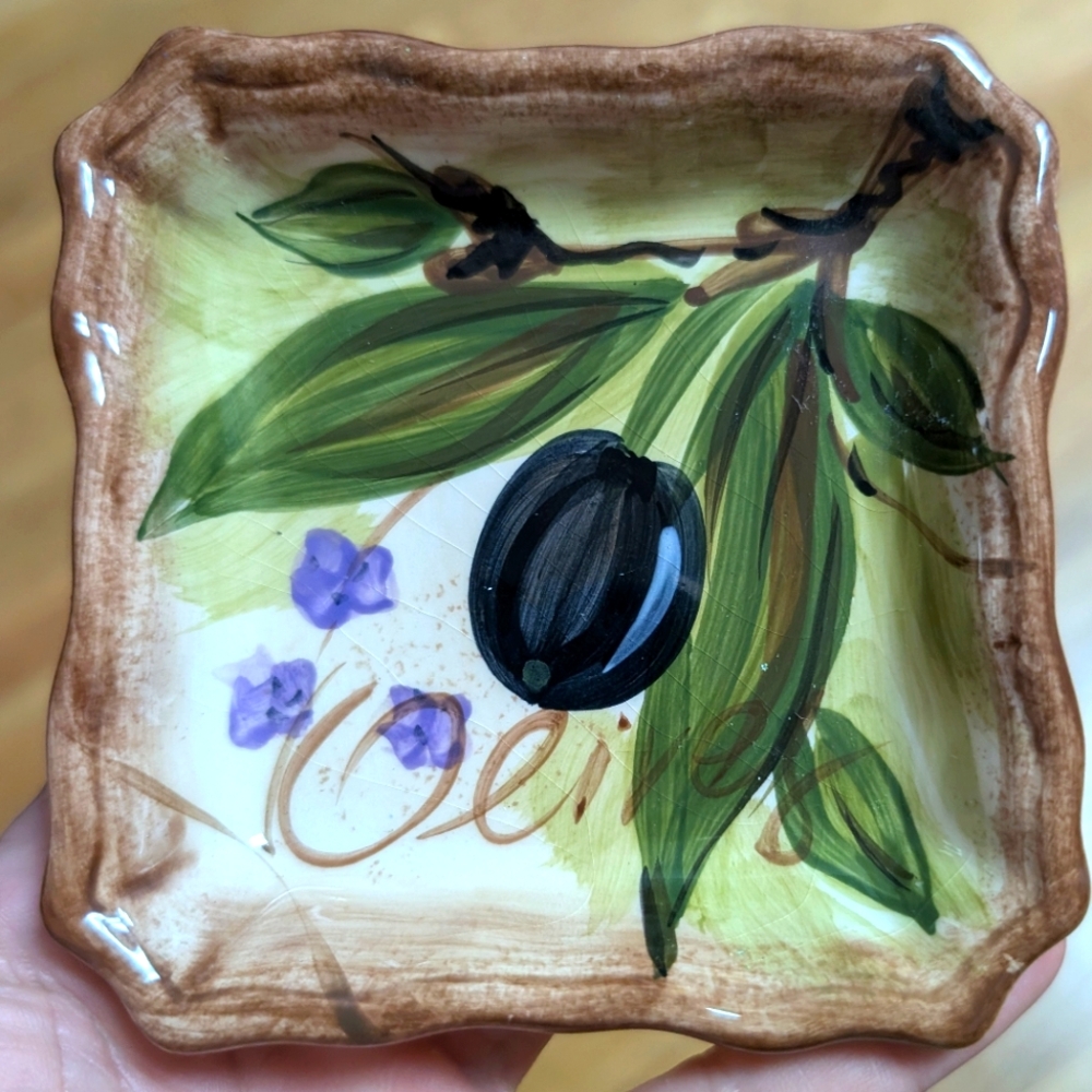 Tabletops Unlimited‎ Olives vintage ceramic hand painted bread dipping dishes 4